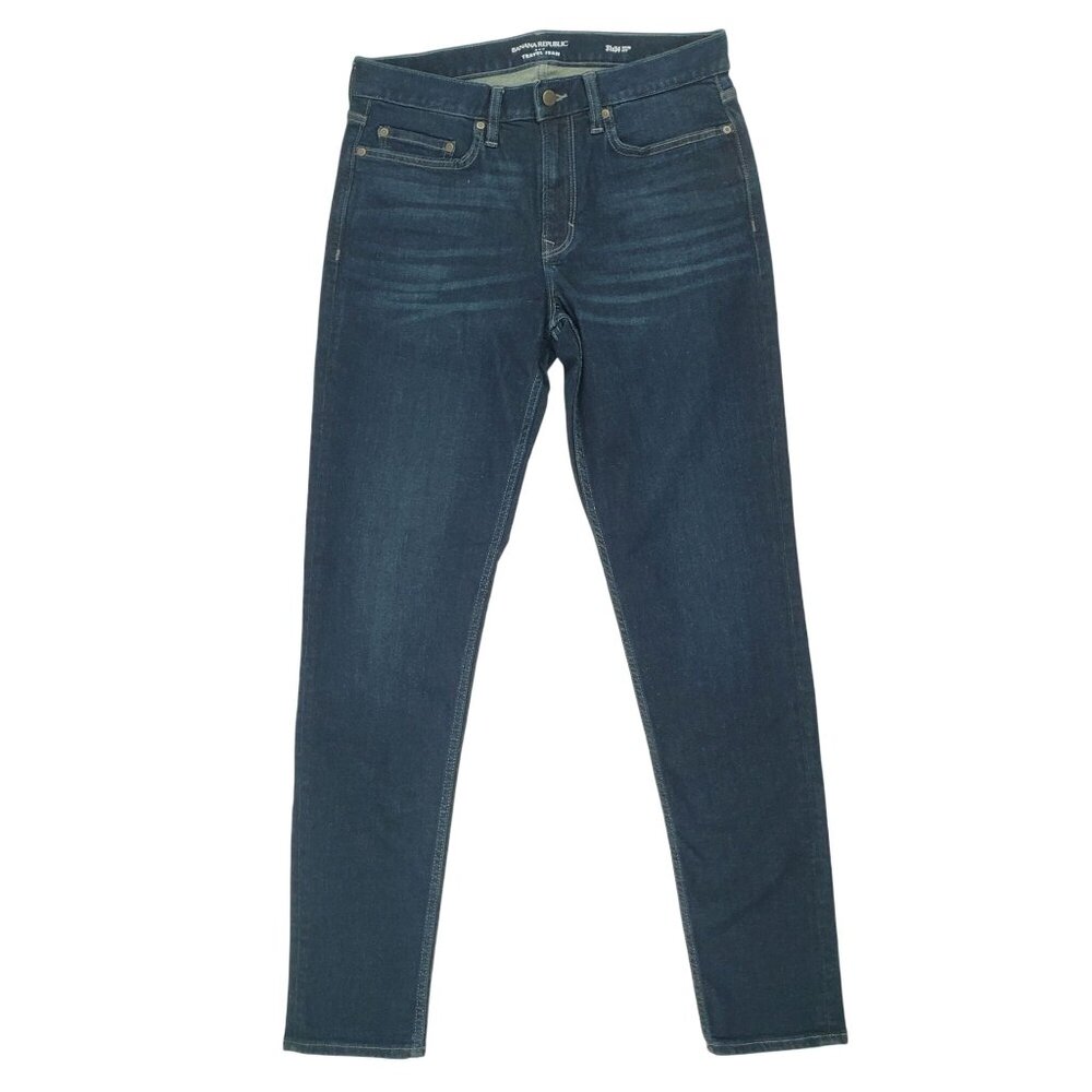 Banana Republic Jeans Men 31x34 Slim Fit Traveler Stretch Dark Blue Denim NWOT